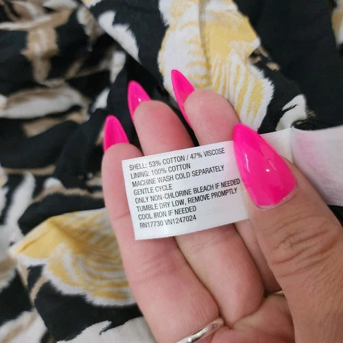 Universal Thread Women's Short Sleeve Mini A-Line Dress Black Floral Size Large