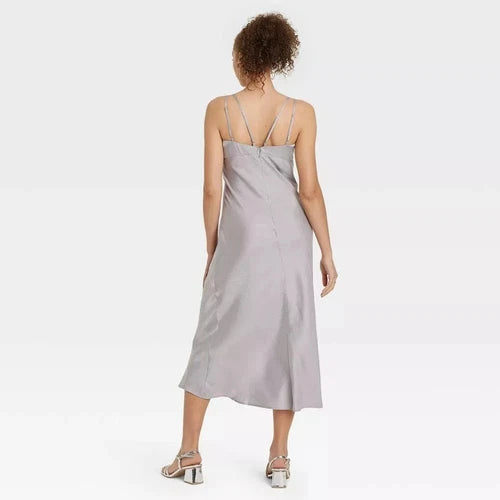 Wild Fable Women's Size XXS Iridescent Maxi Slip Dress Gray