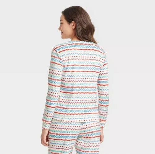 Women's Fair Isle Print Snuggly Soft Holiday Pajama Shirt - Wondershop L