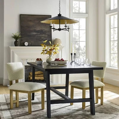 4-Arm Candlestick Chandelier with Large Metal Shade Black - Threshold designed