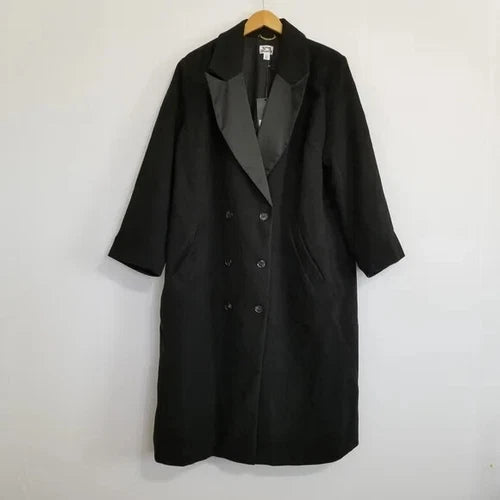NWT Future Collective Black Notched Lapel Double Breasted Coat Size 1X