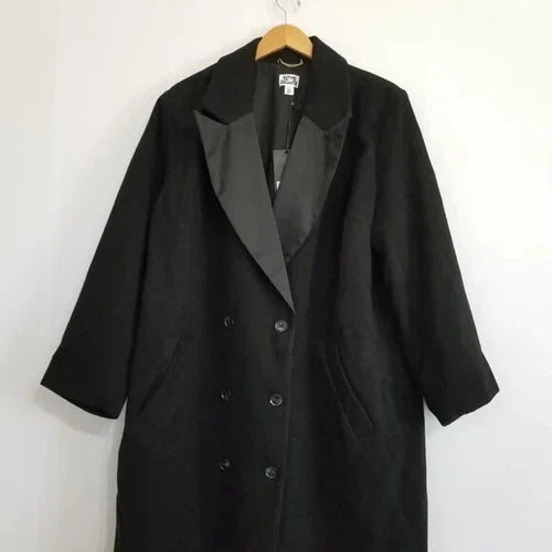 NWT Future Collective Black Notched Lapel Double Breasted Coat Size 1X