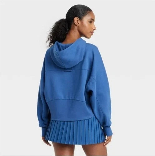 Women's Fleece Full-Zip Hooded Sweatshirt - JoyLab Sapphire Blue XL